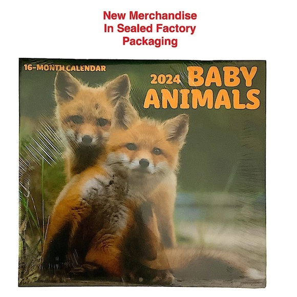 Calendar 2024 Baby Animals Full Size 16 Months Full Size Wall Calendar 12x22 in - Picture 5 of 10